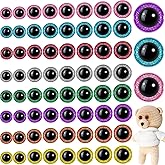 Gejoy 128 Pieces 8 Colors Plastic Safety Eyes Giltter Doll Eyes Stuffed Animal Amigurumi Eyes Round Craft Eyes Domed Button E
