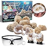 Discovery™ Crack-Open Geode Kit – Mystery Crystal STEM Science Set | 10 Natural Quartz Geodes | Kids Goggles, Magnifying Glass & Display Stands | Rock Dig Activity Toy| Educational Experiment Gift