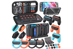 YUANHOT Family Accessories Bundle for Nintendo Switch 2, 32-IN-1 Holiday Essentials Set Kit: Travel Carrying Case for Switch 