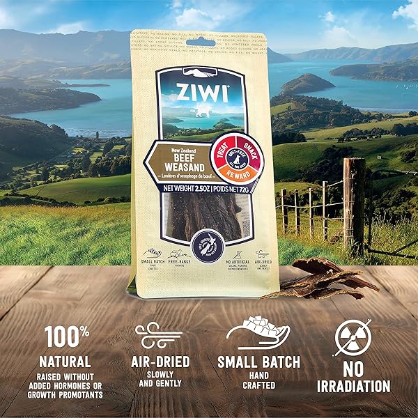 ZIWI DOG CHEWS AND TREATS – BEEF WEASAND – ALL NATURAL, AIR-DRIED, SINGLE PROTEIN, GRAIN-FREE, HIGH-VALUE TREAT, SNACK, REWARD 2.5 OUNCE (PACK OF 1)