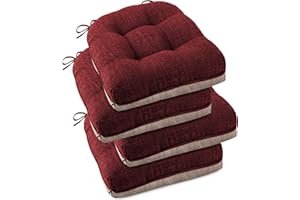 OVOV Indoor Chair Cushions for Dining Chairs Set of 4 18x18 Chair Cushion with Ties and Non-Slip Backing Tufted Thick Kitchen