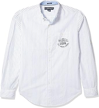 striped button down polo