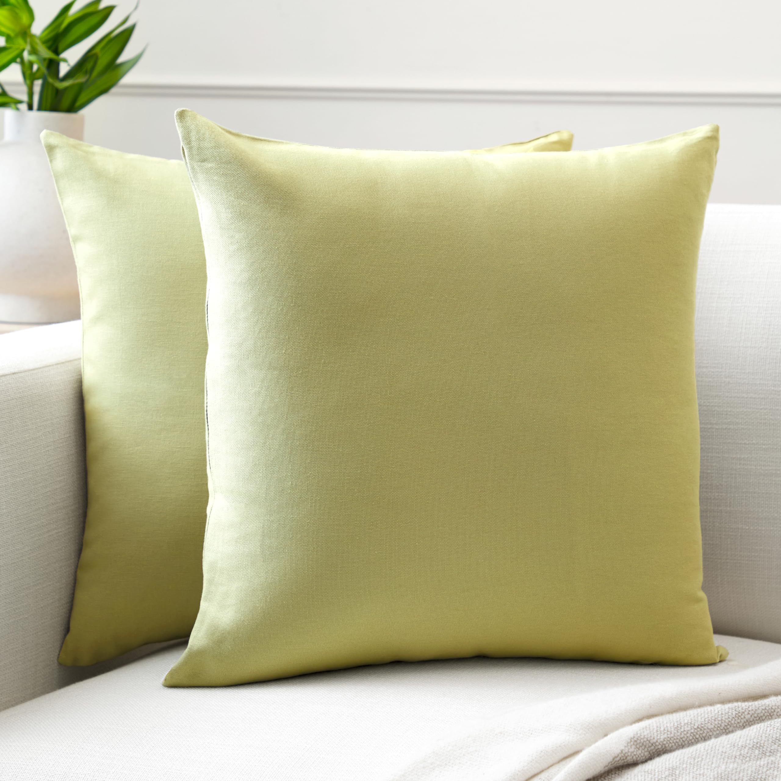 Encasa XO Cotton Throw Pillow Covers Set of 2 I 24x24 in (60x60 cm) - Sage Green I No Insert I Plain Square Pillowcases I Machine Washable | Indoor Use Only — image 1