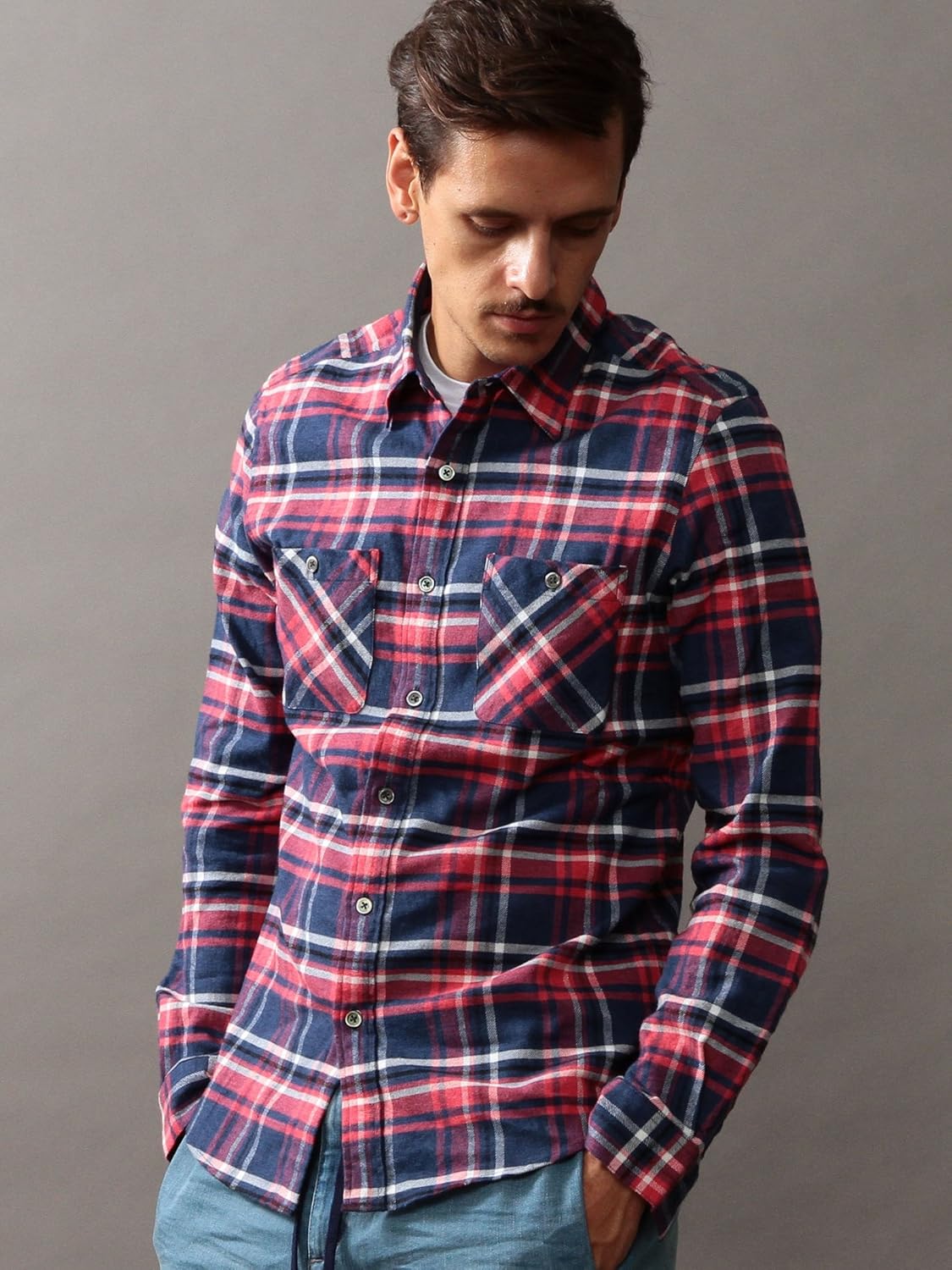 定番アイテム ネルシャツ と パーカー の着回しコーデ