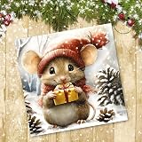 Absolutely Yours Charity Christmas Cards Pack 32 Festive Mice 100x100mm view 2