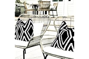 Yaofavo Outdoor Pillow Covers Set of 2, Waterproof Farmhouse Throw Pillow Covers Classical Geometric Boho Pillow Cases for Patio Garden, Black (Black&White-01, 18x18 Inch)