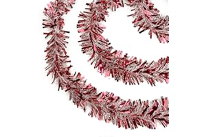 NORTHLIGHT 50' x 4" Red and White Wide Cut Snowblush Tinsel Christmas Garland - Unlit
