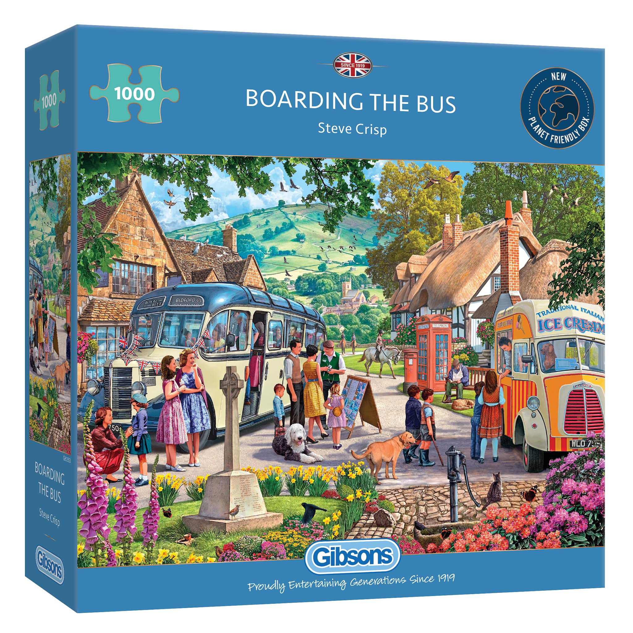 Gibsons Boarding the Bus 1000 Piece Jigsaw Puzzle | Nostalgia Jigsaw Puzzle | Sustainable Puzzle for Adults | Premium 100% Recycled Board | Great Gift for Adults