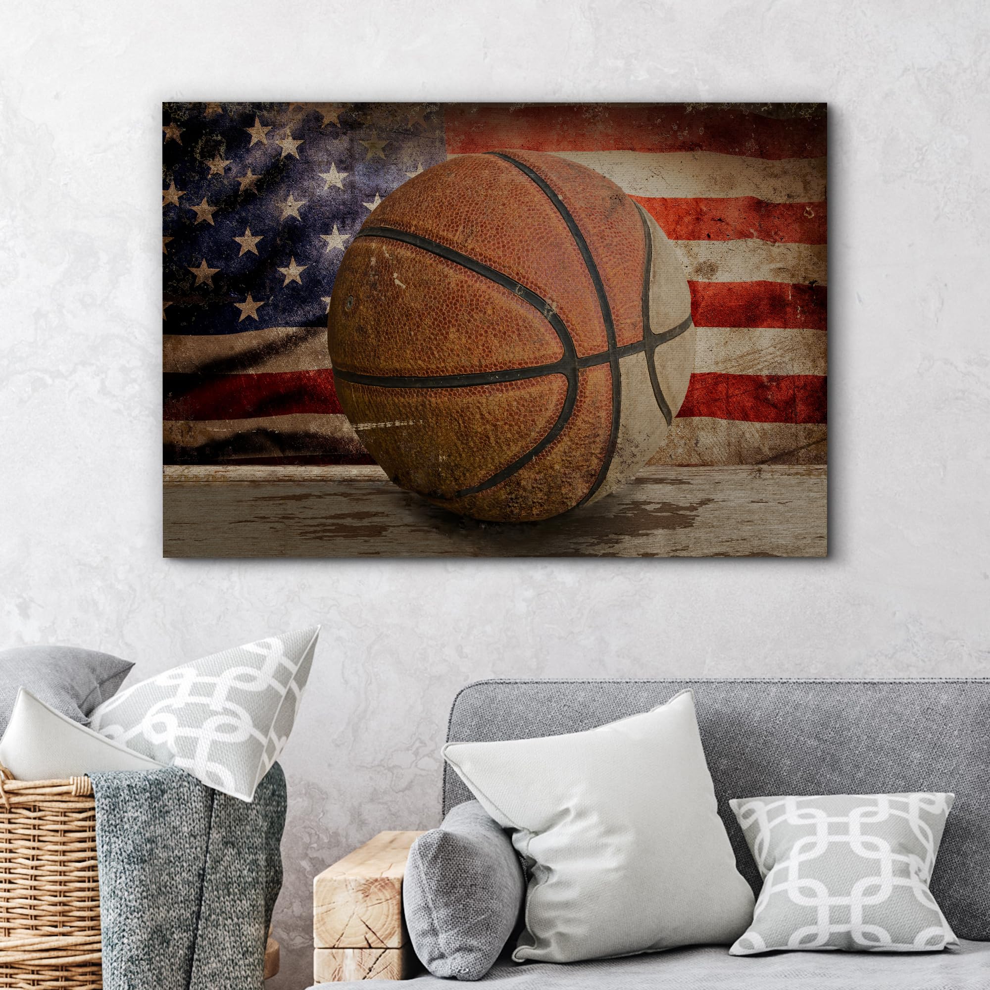 wall26 Canvas Print Wall Art Retro Basketball Close