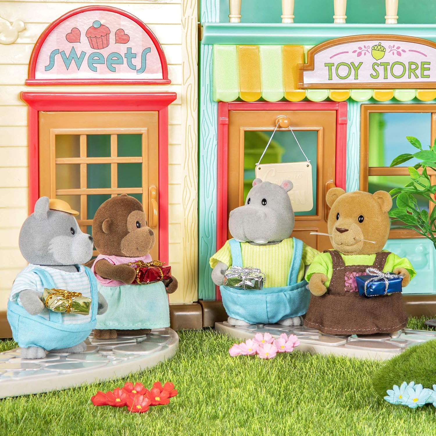 Li'l Woodzeez, Honeysuckle Square Market & Shopping Playset with 24 Pieces - Image 5
