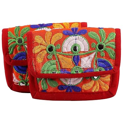 Craft Trade Handmade Designer Embroidered Rajasthani Pouch Purse For Womens Set of 2