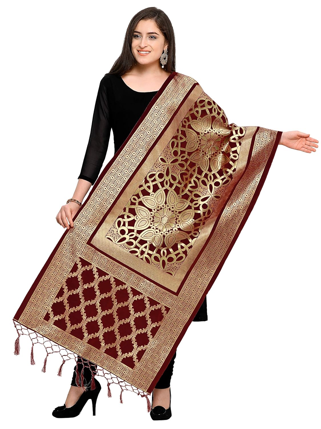 blissta women's silk dupatta
