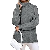 Arach&Cloz Women's Wool Blend Turtleneck Fall Winter Casual Ribbed Oversized Sweater Tops 2025