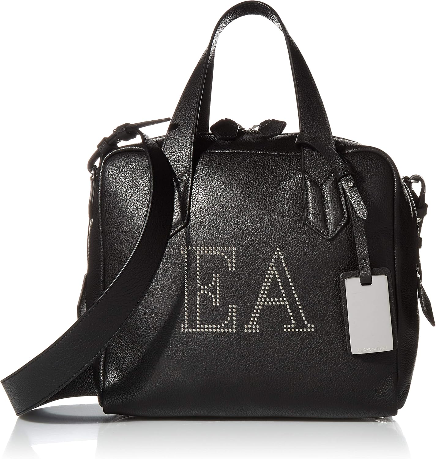 Emporio Armani Designer Top Handle Square Shoulder Bag, Black Handbags