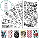 Ejiubas Nail Stamping Kits 3Pcs Nail Plates Stamping Set + 1 Nail Stamper Scraper For Image Nail Art Kit