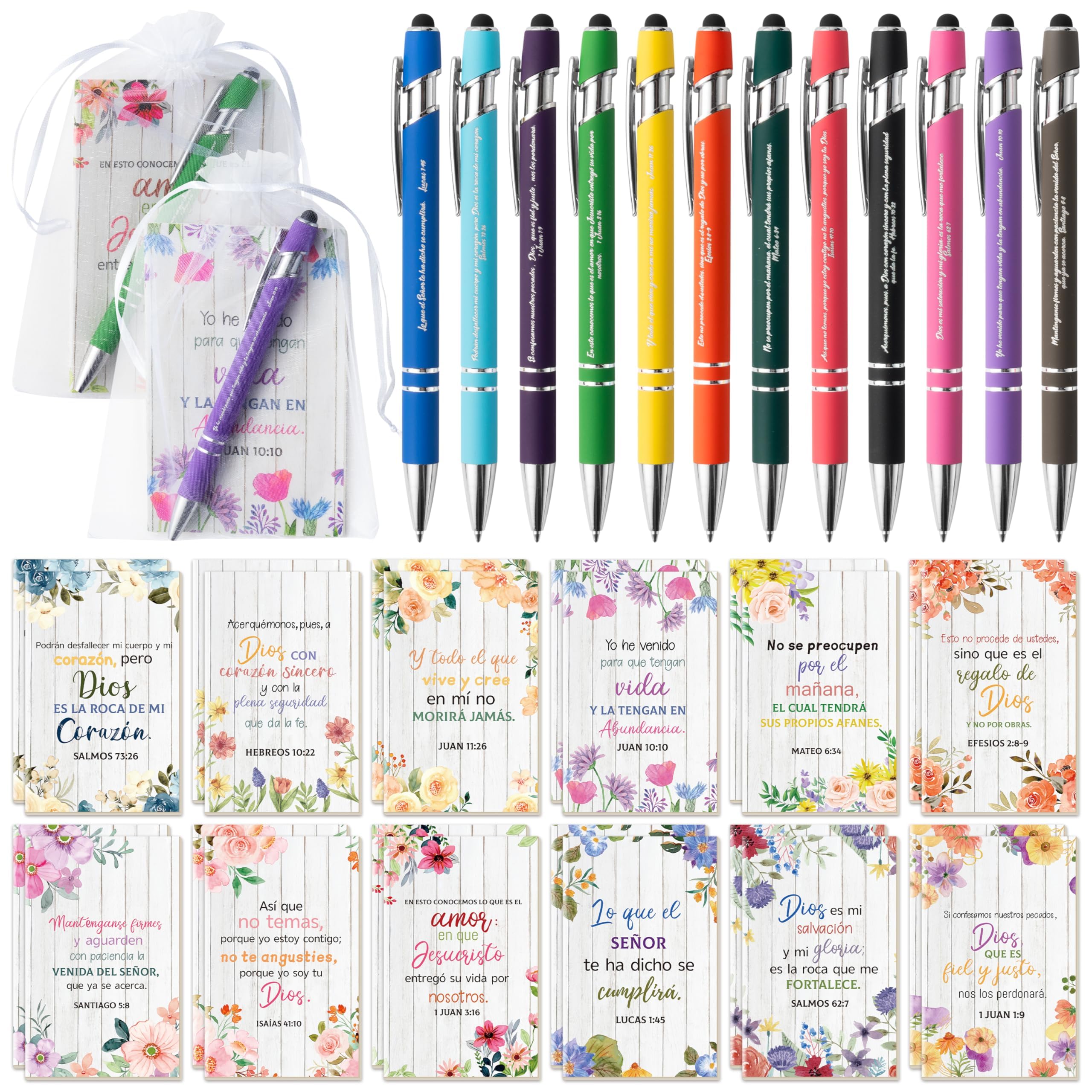Photo 1 of *************MISSING THE PENS****************
ANGOLIO 72Pcs Regalos Cristianos En Español Christian Spanish Gifts Bulk Include Spanish Bible Notebook Ballpoint Pens Organza Bags Church Supplies for Teacher Students Christian Inspirational Gifts