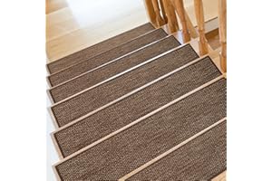 SMILOOL Stair Treads Non Slip for Wooden Steps Indoor 9" x 36" 15 Pack Extra Wide Stairs Tread Carpet Runner, Step Pads with Reusable Adhesive for Dogs Kids Elders, Machine Washable, Brown