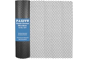 15.7IN x 10FT Black Plastic Chicken Wire Mesh Roll - Durable Plastic Mesh Fence for Poultry, Dogs, Rabbits, Garden & Snake Ba