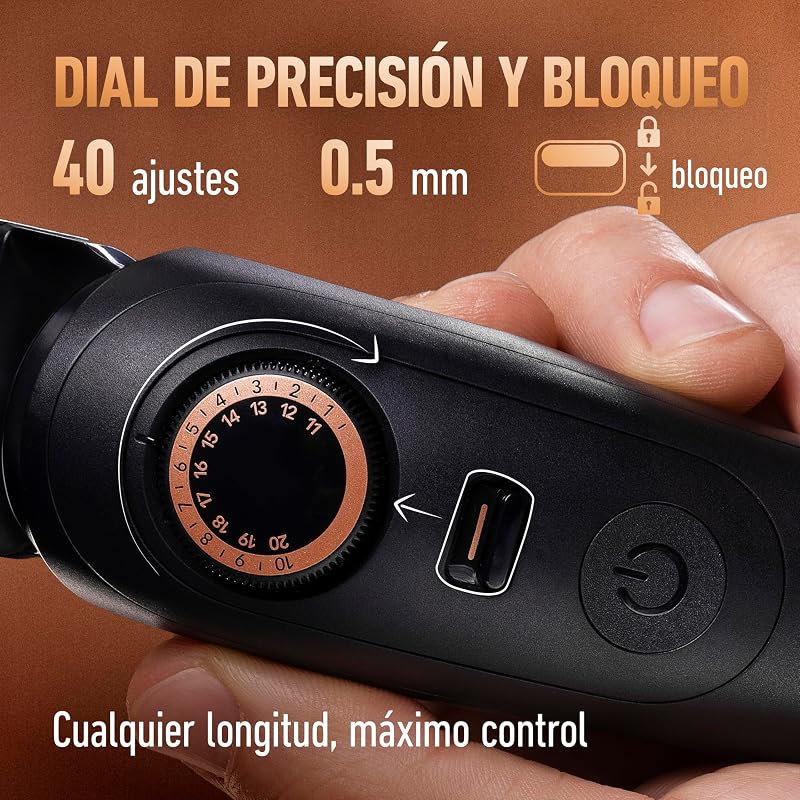 Aparador de barba masculino PRO MAX, aparador de cabelo 4 em 1 com 40 comprimentos, 6 acessórios, carregador e caixa, máquina sem fios com lâmina afiada ao longo da vida