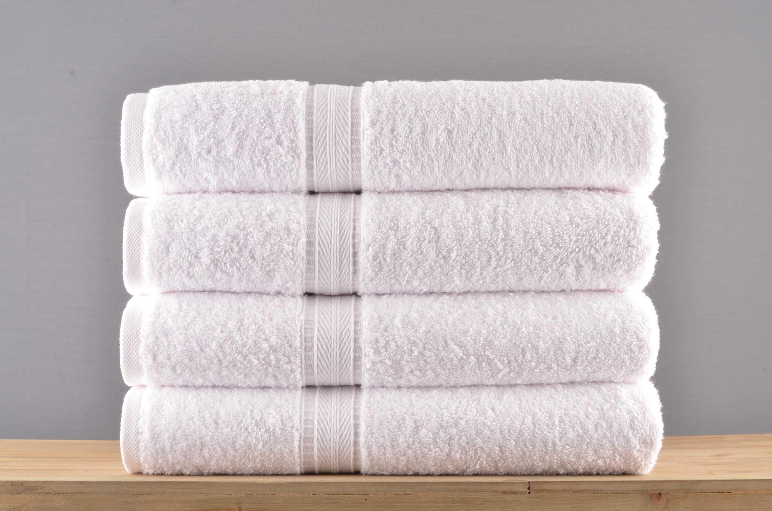 Authentic Hotel & Spa Turkish Cotton Bath Towels Color White (Set of 4)
