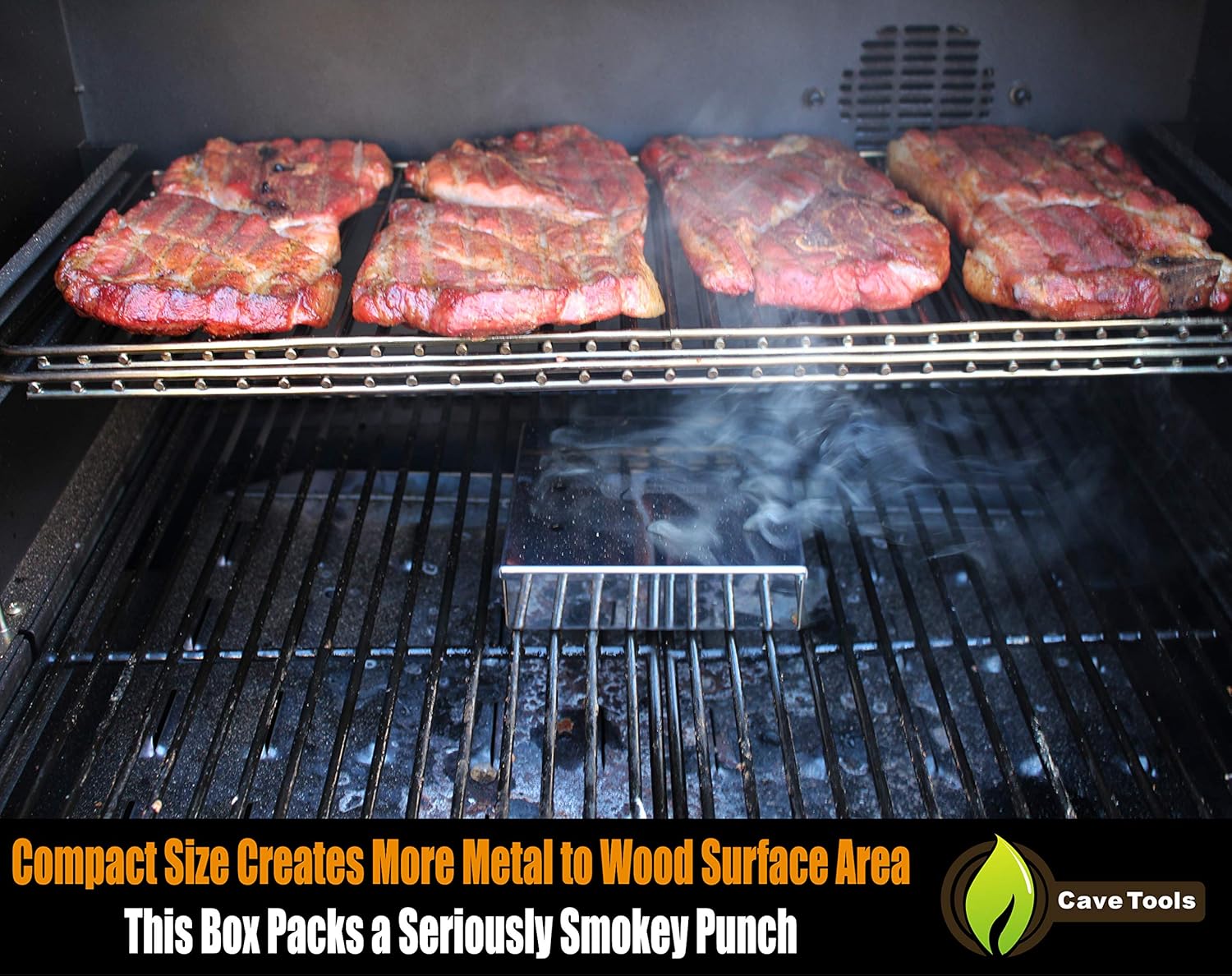 Smoker Box for BBQ Grill Wood Chips - 25% Thicker Stainless Steel Won't WARP - Compact Size for Charcoal & Gas Barbecue Meat Smoking with Hinged Lid - Best Grilling Accessories Gift Idea for Dad: Garden & Outdoor