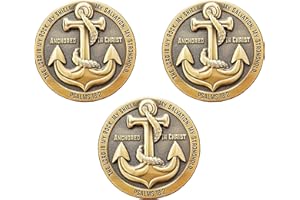 LOGOS COINS Anchored in Christ Coin, Bulk Pack of 3, The Lord is My Rock, I Know The Plans I Have for You, Antique Gold Plated Challenge Coin, Jeremiah 29:11 Graduation Gift