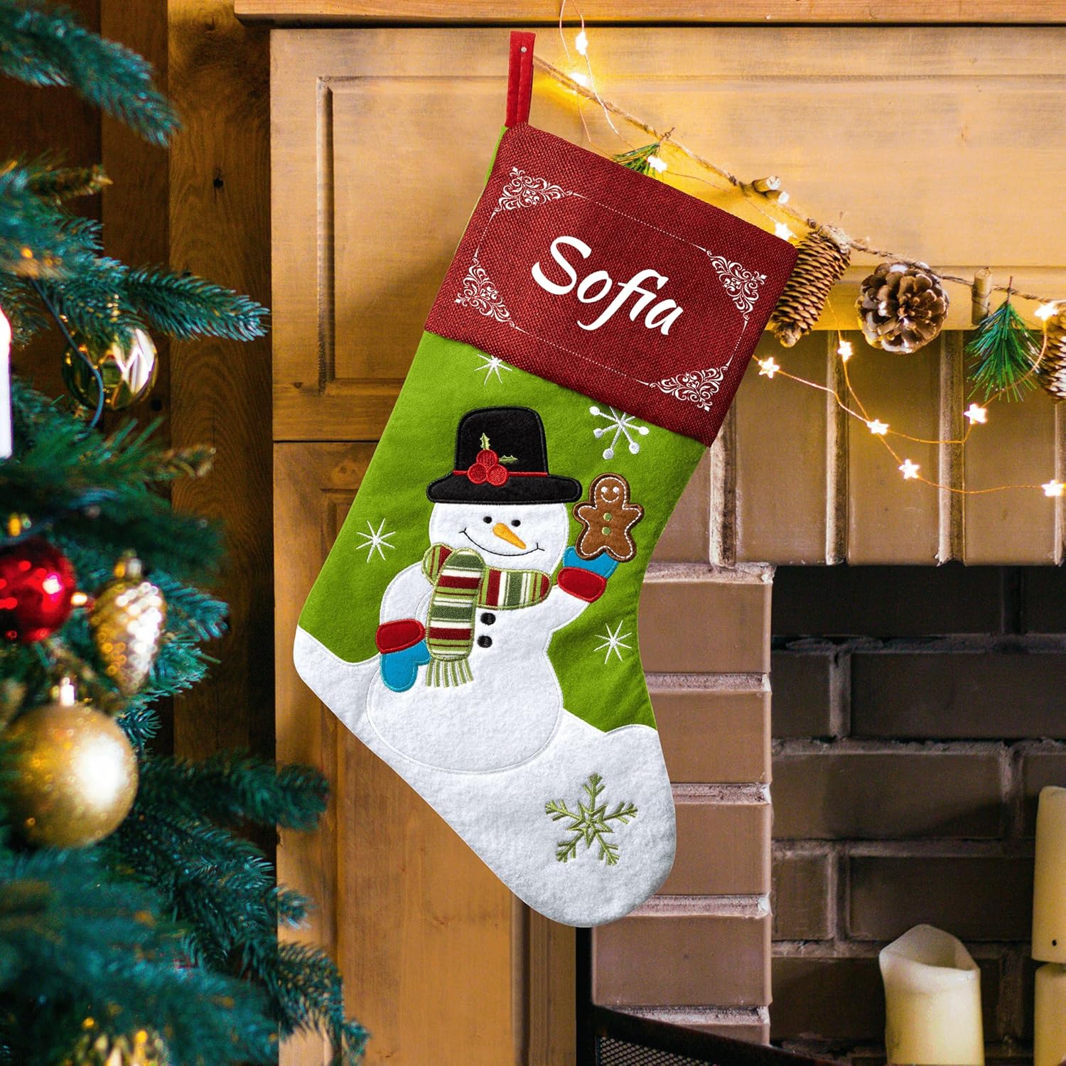 Stockings & Holders - LIYIVESU Personalized Christmas Stockings Custom Stocking with Names for Xmas Holiday Decoration Ornaments Snowman