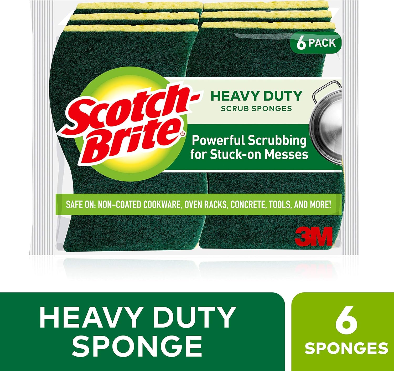 Scotch-Brite Heavy Duty Scrub Sponges, Stands Up to Stuck-on Grime, 6 Scrub Sponges: Health & Personal Care