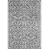 SAFAVIEH Evoke Collection Area Rug - 5'3" x 7'6", Ivory & Grey, Shabby Chic Oriental Design, Non-Shedding & Easy Care, Ideal 