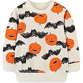 TBBCWWQY Halloween Sweatshirt Kids Glow in the Dark Dinosaur Shirt Boys Pumpkin Tops Bat Long Sleeve Cotton Outfits 1-7T