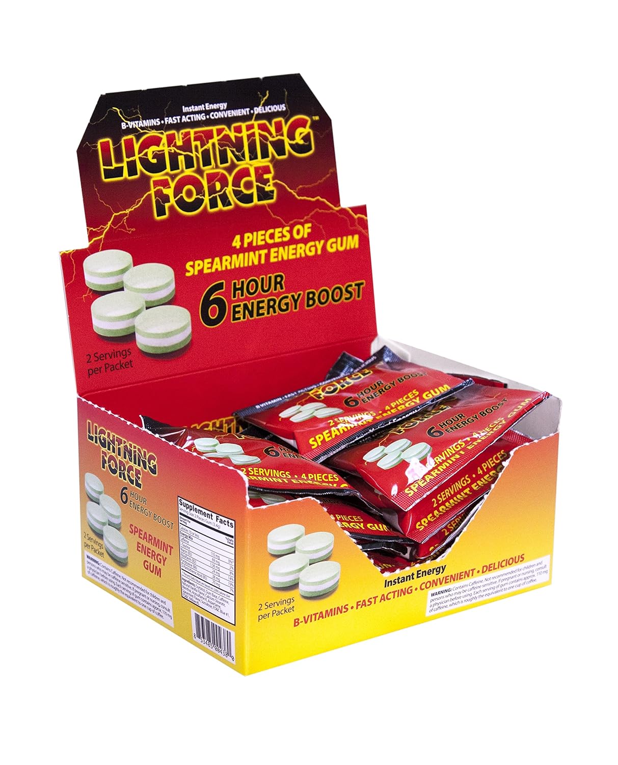 Energy Gum Spearmint 110mg Caffeine /Serving No Bitter