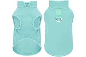 PAIAITE Sleeveless Pullover Fleece Vest for Small Dogs: Cozy Polyester Dog Jacket, Tank Top Sweater with Leash Ring and Armholes ¨C Soft, Warm, and Easy-to-Wear Design for Everyday Comfort Turquoise S