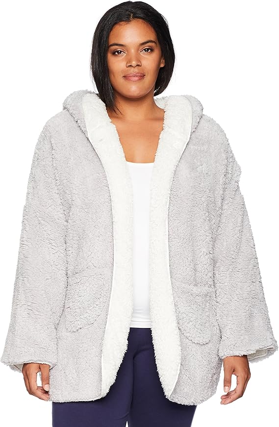 CASUAL MOMENTS Women's Bed Jacket with Shawl Collar, Button Front, and