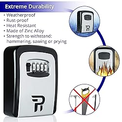 Key Lock Box with Code for Outside - Wall Mount