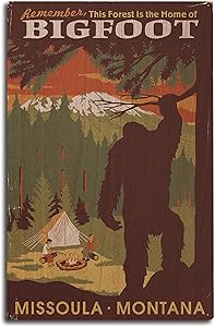 Lantern Press Missoula, Montana - Home of Bigfoot - WPA Style (10x15 Wood Wall Sign, Wall Decor Ready to Hang)