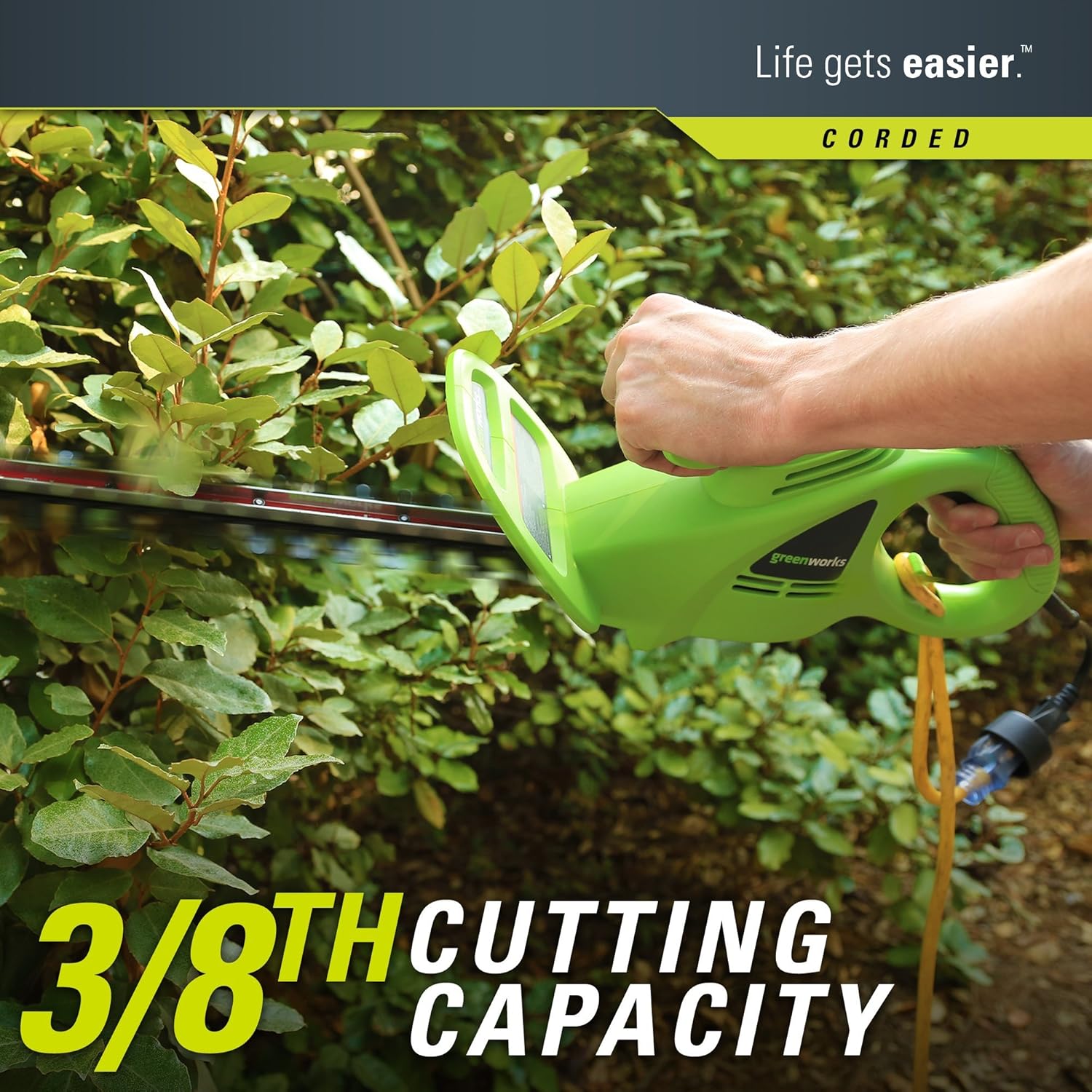 Greenworks 18-Inch 2.7 Amp Corded Hedge Trimmer 22102 : Power Hedge Trimmers : Garden & Outdoor