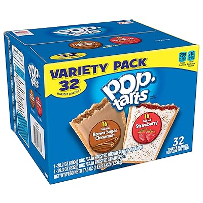 Kellogg's Pop-Tarts Variety Pack - Toaster Pastries for Kids, Frosted Brown Sugar Cinnamon and Frosted Strawberry (32 Count)