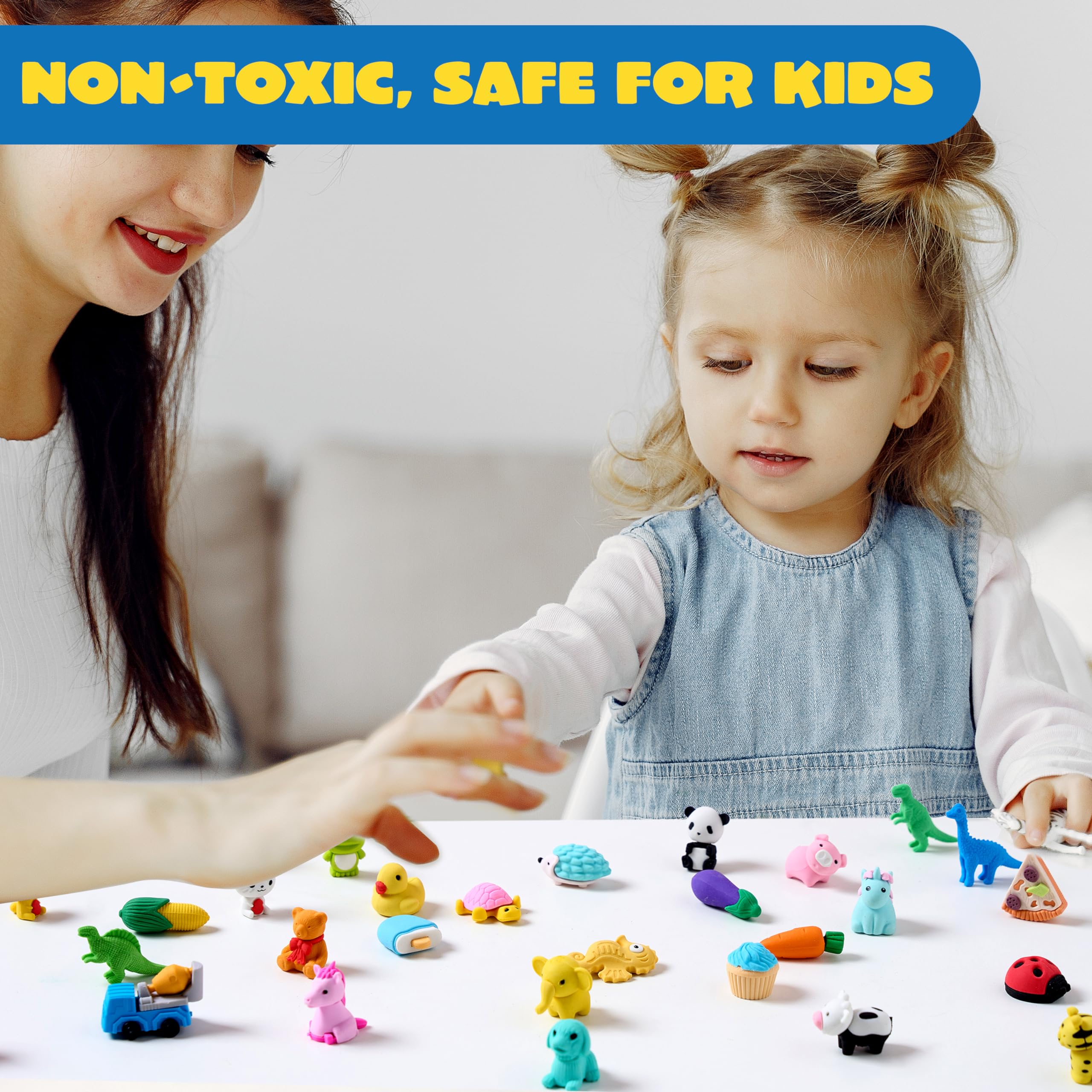 JOYIN 36Pcs Animal Erasers for Kids, Cute Pencils Erasers Bulk, Desk Pets Puzzle for Classroom Rewards Back to School Supplies Party Favors Treasure Box Toys Gifts