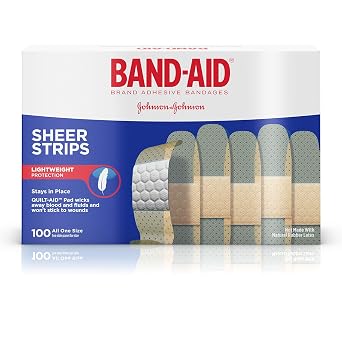 Johnson & Johnson Band-Aid Sheer Adhesive Bandages, 3/4 X 3, 100 Per Box (885781041899)
