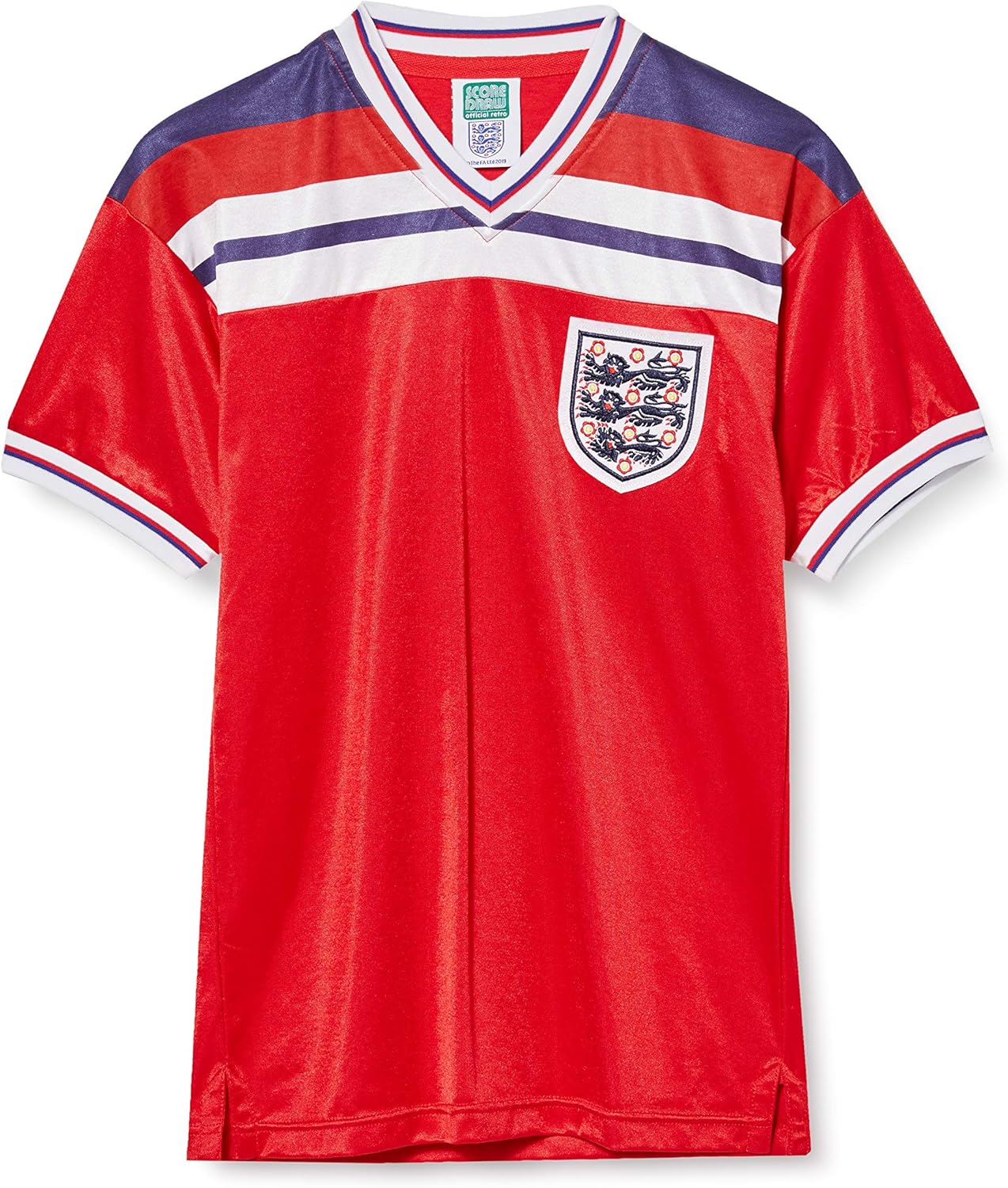 Score Draw England 1982 World Cup Finals Away Retro Shirt Red XS Cotton/Polyester