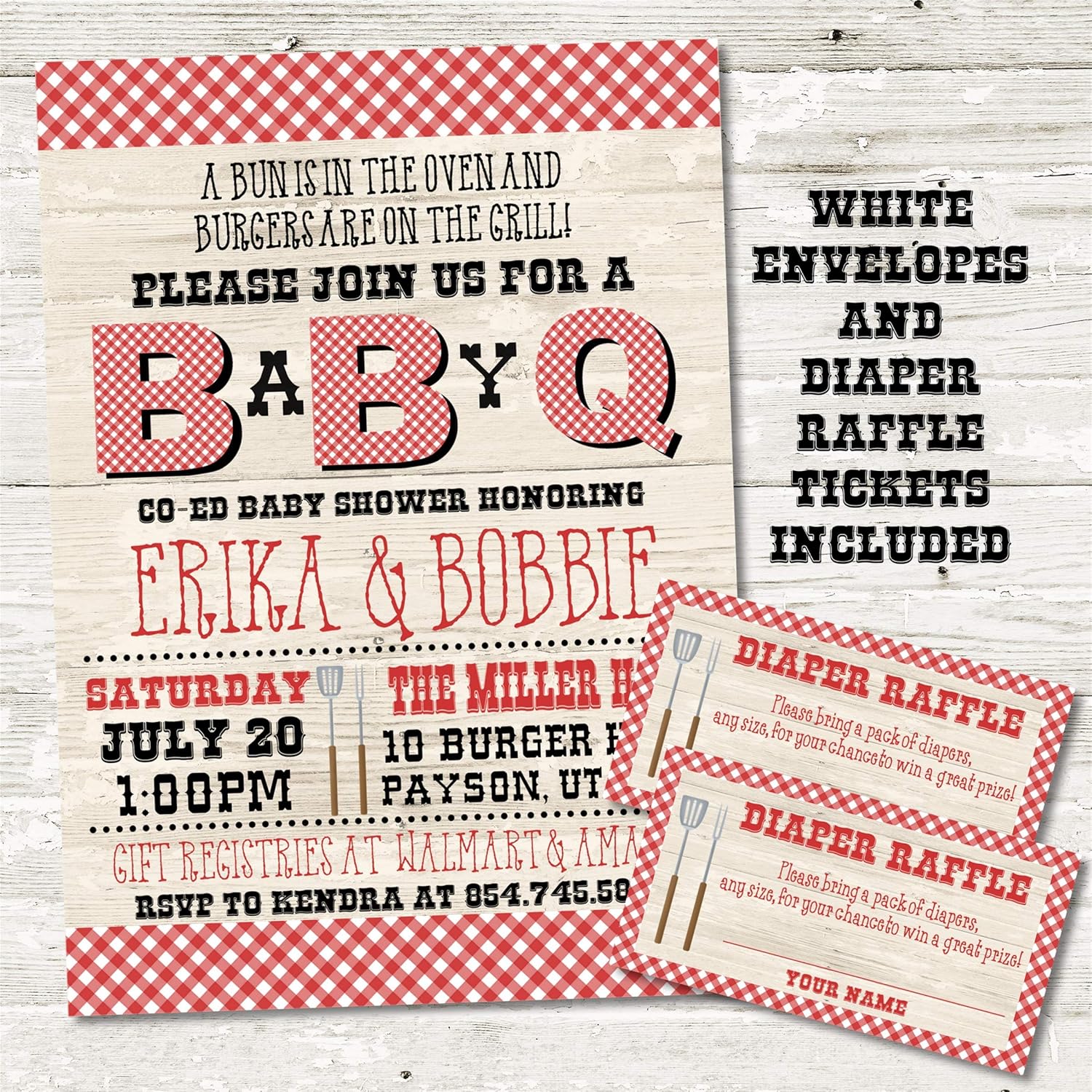 Amazon Com Red Baby Q Baby Shower Invitations Diaper Raffle