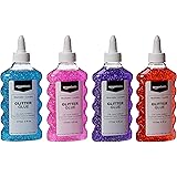 Amazon Basics Liquid Washable Glitter Glue, Assorted Colors (Purple/Pink/Red/Blue), 6 oz. Each, 4-Count