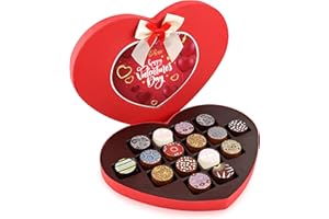 EMPIRE DELIGHTS Valentines Day Chocolate Truffles - Happy Valentines Day Chocolate Heart Box - 16 Gourmet Milk and Dark Valentines Chocolate Truffles, Great Valentines Chocolate Gift For Him and Her