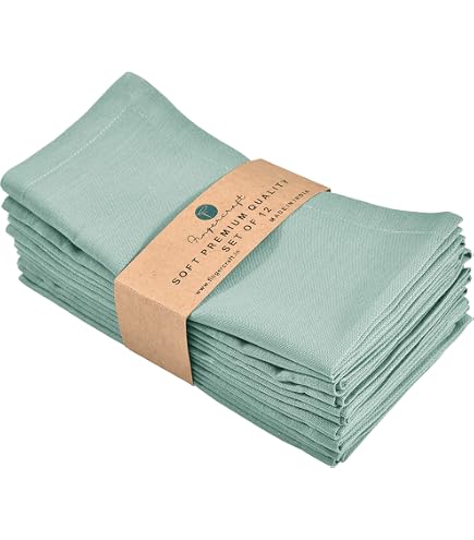 Fingercraft Lot De 12 Serviettes De Table En Coton De Qualité Supérieure, Douces Et Durables, Idéales Pour Salle à Manger, Restaurant, Mariages Et événements, Réutilisables, Lavables, Bonne Absorption