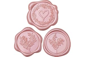 Uwilowe 60 Pcs Rose Gold Wax Seal Stickers Self-Adhesive Envelope Seals Stamp Stickers, Perfect for Wedding Invitations Seating Chart Christmas Gift Wrapping 3 Designs in 1 Pack