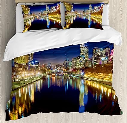 Amazon Com Ambesonne City Duvet Cover Set King Size Looking Down