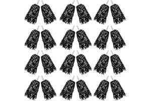 PPXMEEUDC 24PCS Cheerleading Pom Poms Metallic Foil Plastic Pom Poms with Baton Handle for Game Sports Squads Dancing Party Football Basketball Club Spirit Sports Stage Performance Celebration