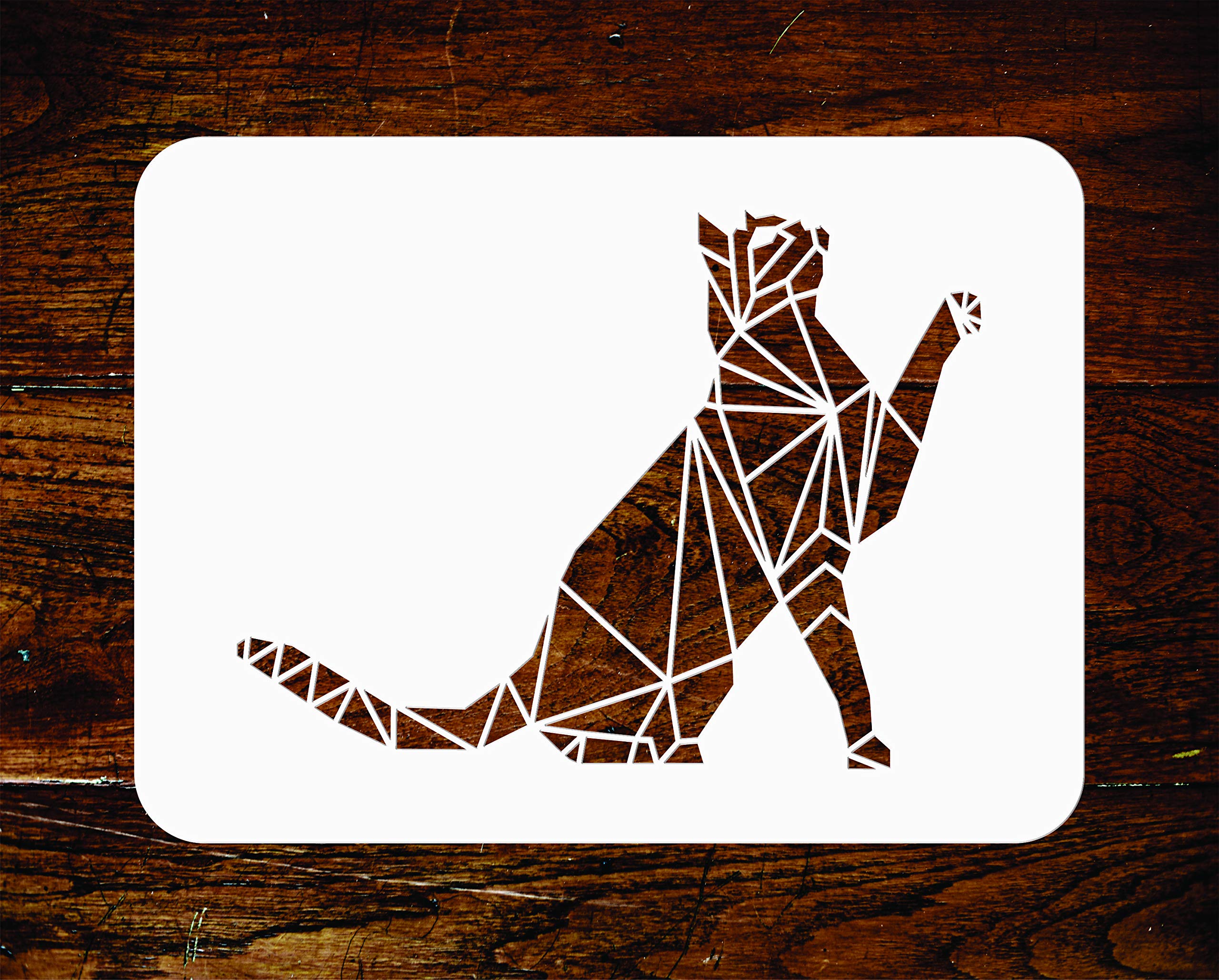 Cat Stencil - 15 x 11.5 cm - Reusable Geometric Decor Pet Animal Wall Stencil Template - Use on Paper Projects Scrapbook Journal Walls Floors Fabric Furniture Glass Wood etc.