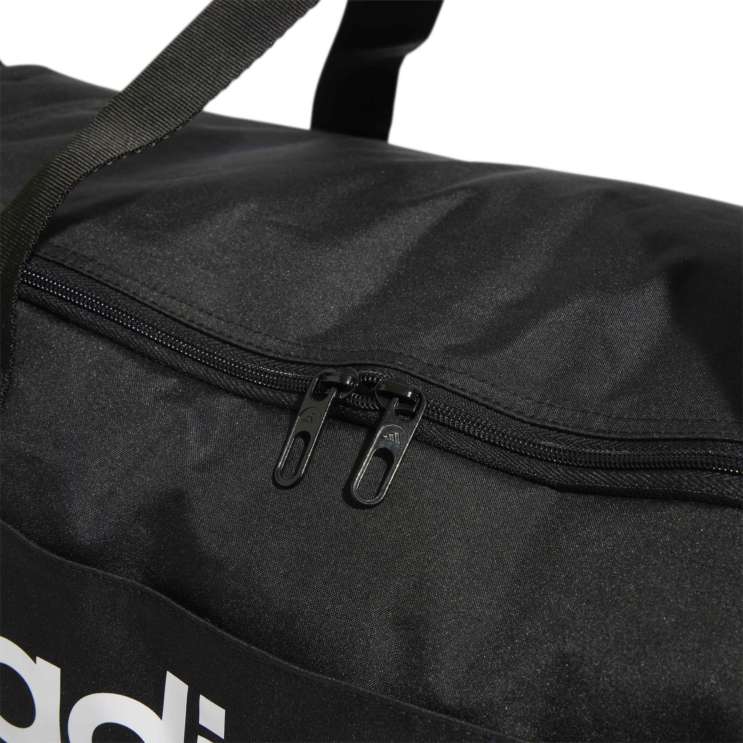adidas Unisex Essentials Linear Duffel Bag Duffel Bag, Black/Black/White, M 6