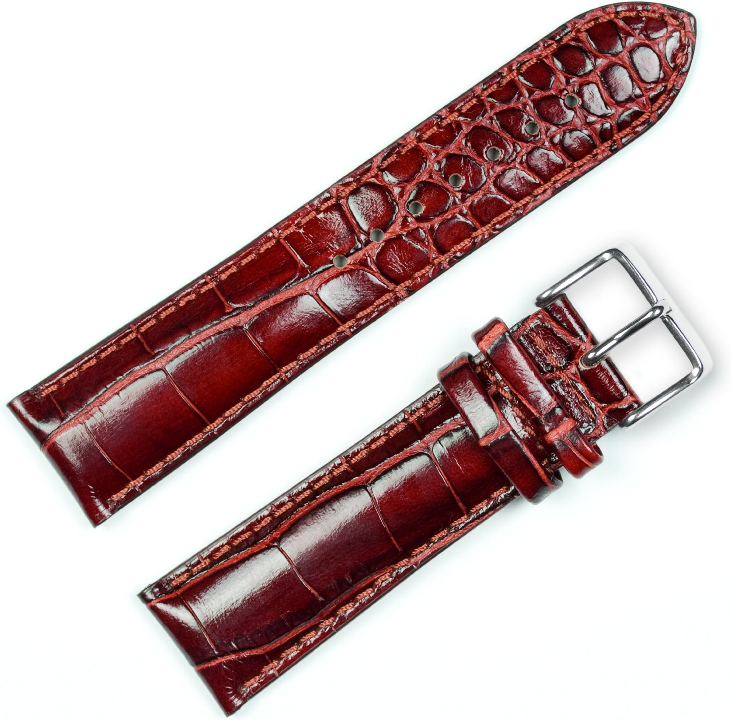 deBeerCrocodile Grain Watch Band (Chrono) - Havana 17mm Watch Strap